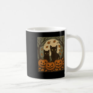 Damen Vintage-Halloween-Schwarze Katzen Kürbisse S Kaffeetasse