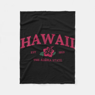 Damen Vintage Hawaii Aloha State Hibiskusblüte Fleecedecke