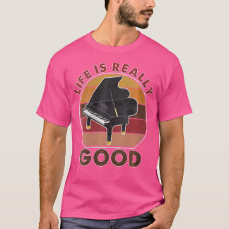Damen Vintage Leben Ist Wirklich Gut Klavier T-Shirt