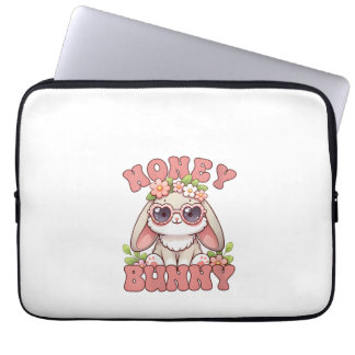 Damen Vintage Ostern Honey Bunny Blumen Hase L Laptopschutzhülle