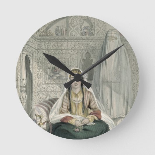 Damen von Caubul in ihrem herein und in der Runde Wanduhr (Vorderseite)