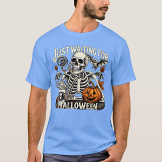 Damen warten nur auf Halloween-Skelett-Kaffee  T-Shirt
