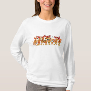 Damen-Weihnachts-Gesang-Ren lange Hülsen-Spitze T-Shirt