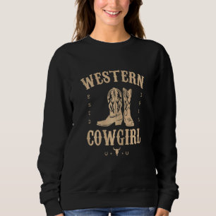 Damen Western Cowgirl Yeehaw Hippie Boho Kuh Bulle Sweatshirt