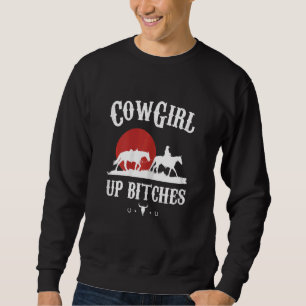 Damen Western Cowgirl Yeehaw Hippie Boho Kuh Bulle Sweatshirt