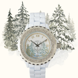 Damen Winter Forest Rhinestone Uhr – Gold
