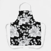 Damenflormuster in Schwarz und Weiß Schürze (Vorderseite)
