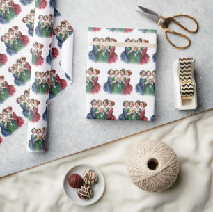 Damenfreundinnen mit Weingläsern anstoßen Geschenkpapier