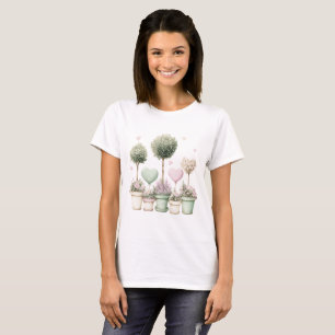 Damenhemd Floral Pastell Wasserfarbe Rosa Grün T-Shirt