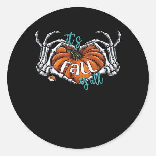 Damenit's Fall Y’all Pumpkin Gnome Autumn Tree He Runder Aufkleber (Vorderseite)