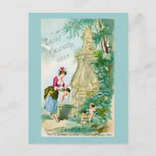 Damenkalender 1888 Cover im Vintage-Stil Postkarte