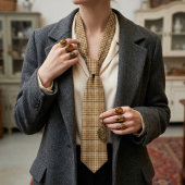Damenkrawatte Camel Houndstooth Windowpane Krawatte