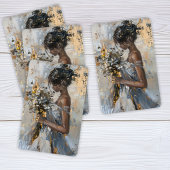 Damenportrait mit Blume Gold und Weiß Spielkarten