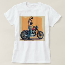 Damenradlerin macht sich bereit zu fahren T-Shirt