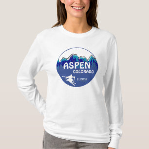 Damenski-Kunst Hoodie Aspen Colorado blauer T-Shirt