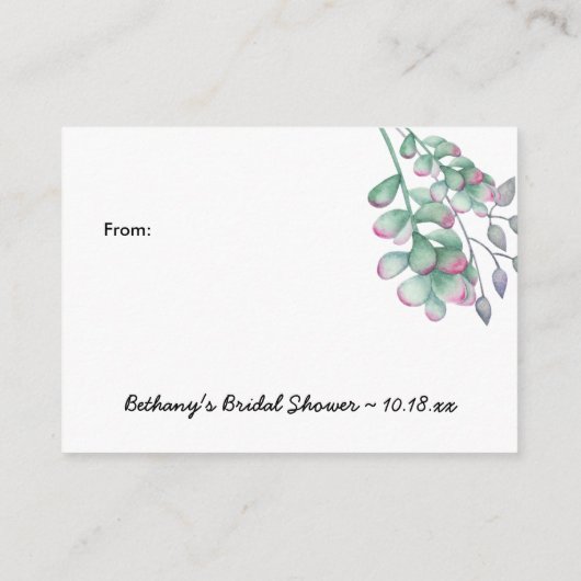 Damenspende anzeigen Rustikale Sukkulationen Begleitkarte (Rückseite)