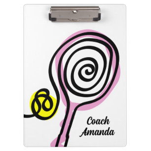 Damentennis-Trainer-Clipboart A4 mit Spielfeld-Lay Klemmbrett