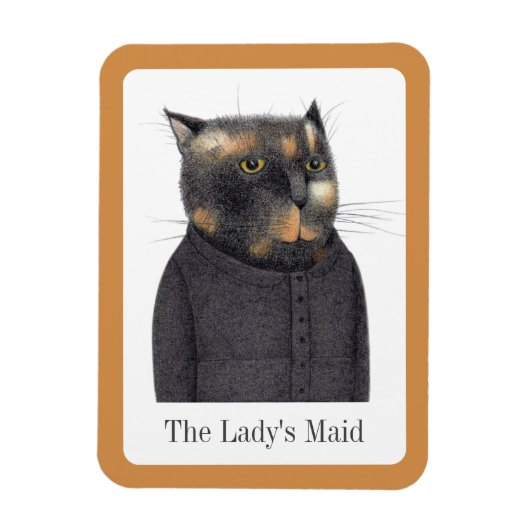 DAMENZIMMERKATZE 3x4 Flexibler Magnet + Text (Vertikal)