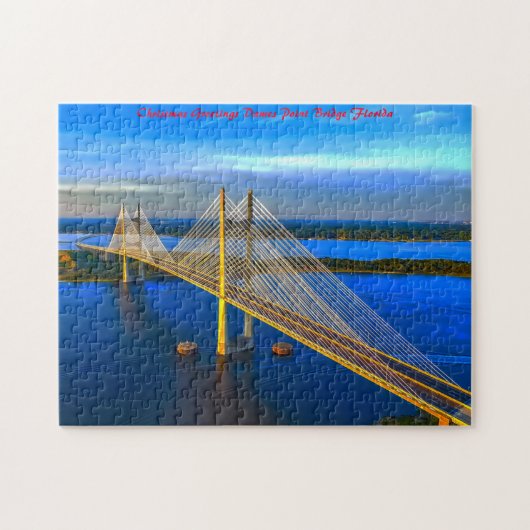 Dames Point Bridge Florida. Weihnachtsgrüße Puzzle (Horizontal)