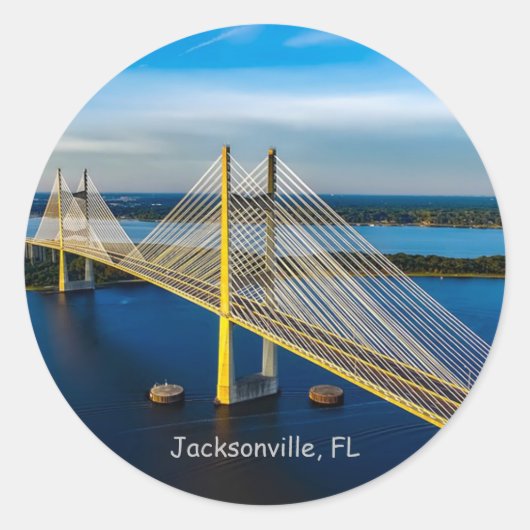 Dames Point Bridge, Jacksonville Runder Aufkleber (Vorderseite)
