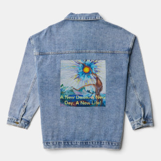 Dames Vibrant Vision Print Denim Jasje Jeansjacke