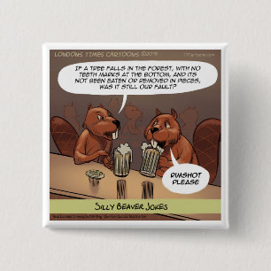 Dämliche Biber Witze Lustiger Cartoon Button