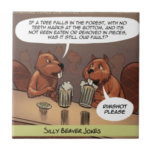 Dämliche Biber Witze Lustiger Cartoon Fliese