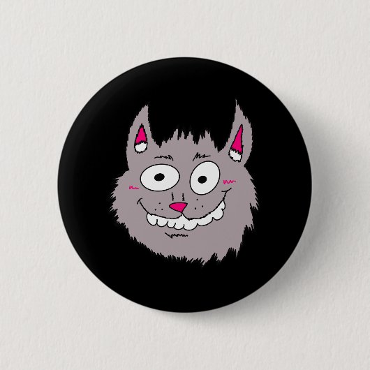 Dämliche Katzen-Gesicht Cartoon Button (Vorderseite)