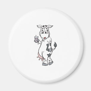 dämliche Kuh trinkt Milch Magnet