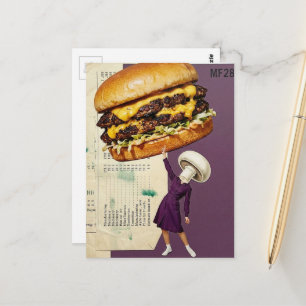 Dämlicher Cheeseburger Pilz Dame Collage Postkarte