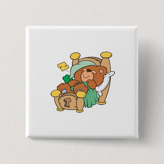 dämliches schlafendes Teddybär-Design Button (Vorderseite)