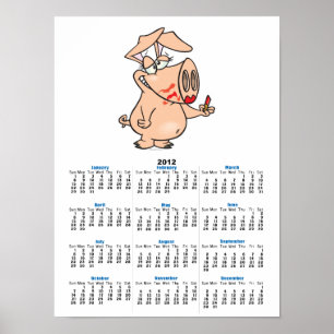 dämliches schlampiges Lippenstift Schweinchen Cart Poster