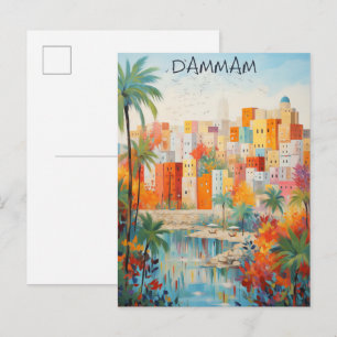 Dammam Saudi Arabien Reise Stadt Malerei Ästhetik Postkarte