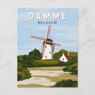 Damme Belgien Retro-Reise Kunst Vintage Postkarte