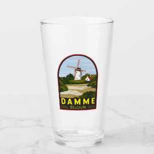 Damme Belgium Retro Travel Art Vintag Glas