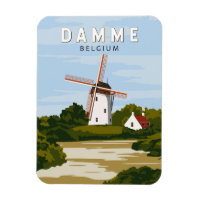 Damme Belgium Retro Travel Art Vintag