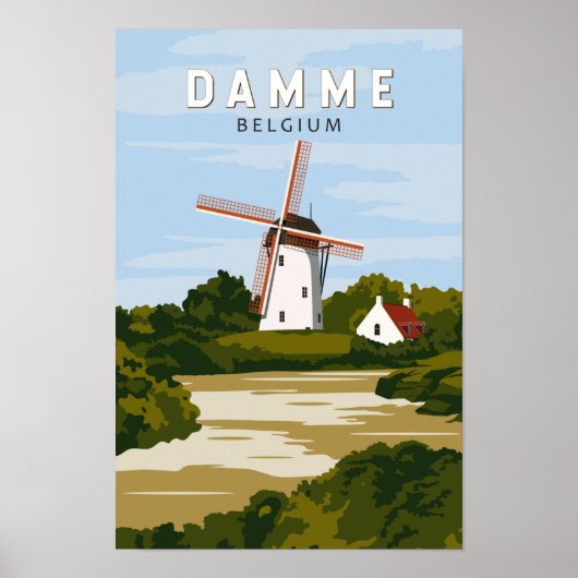 Damme Belgium Retro Travel Art Vintag Poster (Vorne)