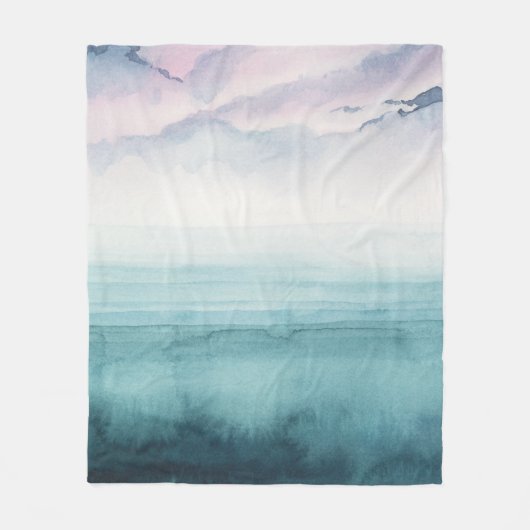 Dämmerung an der Bucht - Wasserfarbe Fleecedecke (Vorderseite)