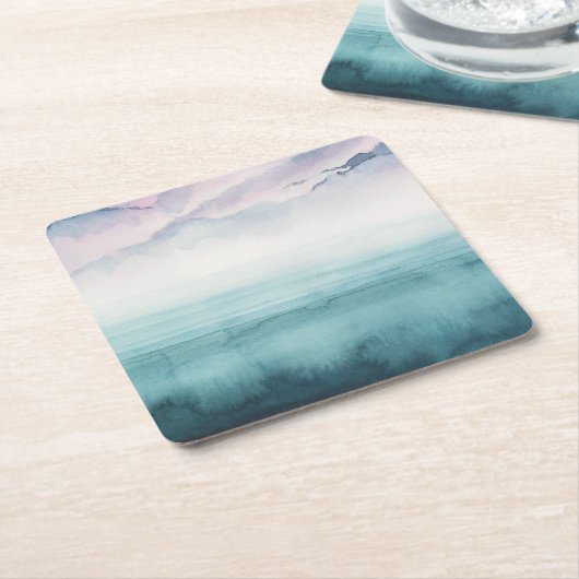 Dämmerung an der Bucht - Wasserfarbe Rechteckiger Pappuntersetzer (angewinkelt)