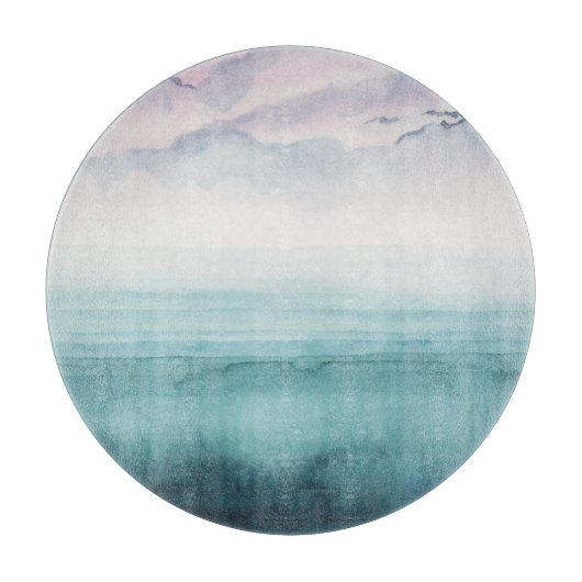 Dämmerung an der Bucht - Wasserfarbe Schneidebrett (Vorderseite)