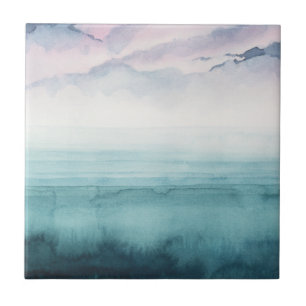 Dämmerung auf der Bucht - Aquarell Fliese