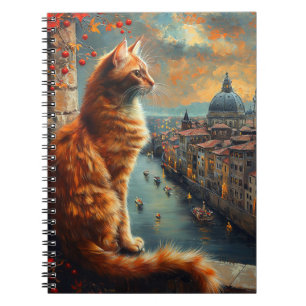 Dämmerung in Venedig Rote Katze an einem Kanal Notizblock