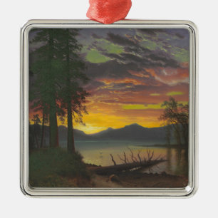Dämmerung, Lake Tahoe, c.1870s (Öl auf Leinwand) Ornament Aus Metall