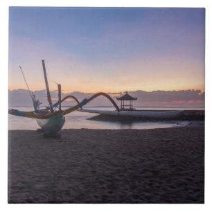 Dämmerung, Sanur, Bali, Indonesien Fliese
