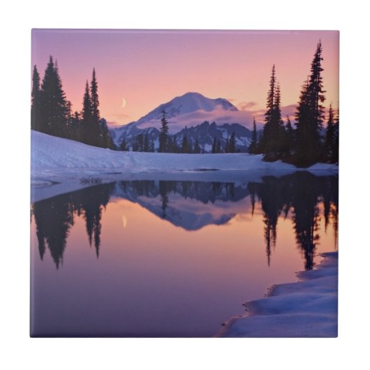 Dämmerung, Tarn und sichelförmiger Mond Fliese (Vorderseite)