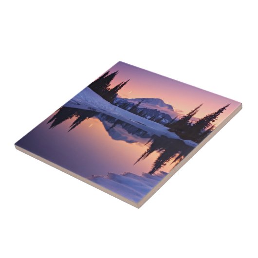 Dämmerung, Tarn und sichelförmiger Mond Fliese (Seite)