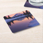 Dämmerung, Tarn und sichelförmiger Mond Rechteckiger Pappuntersetzer (angewinkelt)