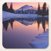 Dämmerung, Tarn und sichelförmiger Mond Rechteckiger Pappuntersetzer (Vorderseite)