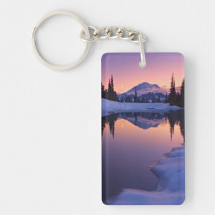 Dämmerung, Tarn und sichelförmiger Mond Schlüsselanhänger