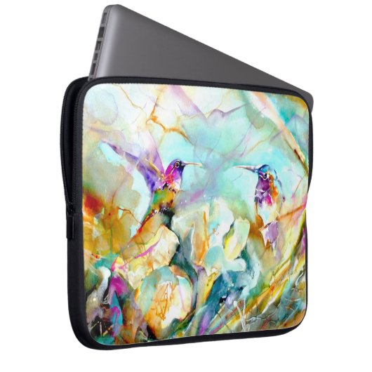 "Dämmerungs-Gruß-" Kolibri-Druck an Laptopschutzhülle (Vorne Rechts)